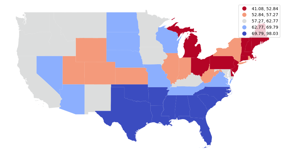 Map of 1932 US presidential election results