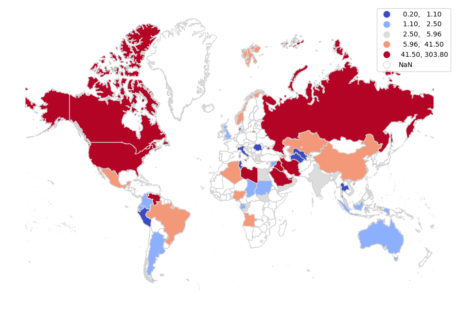 Map of proved oil reserves